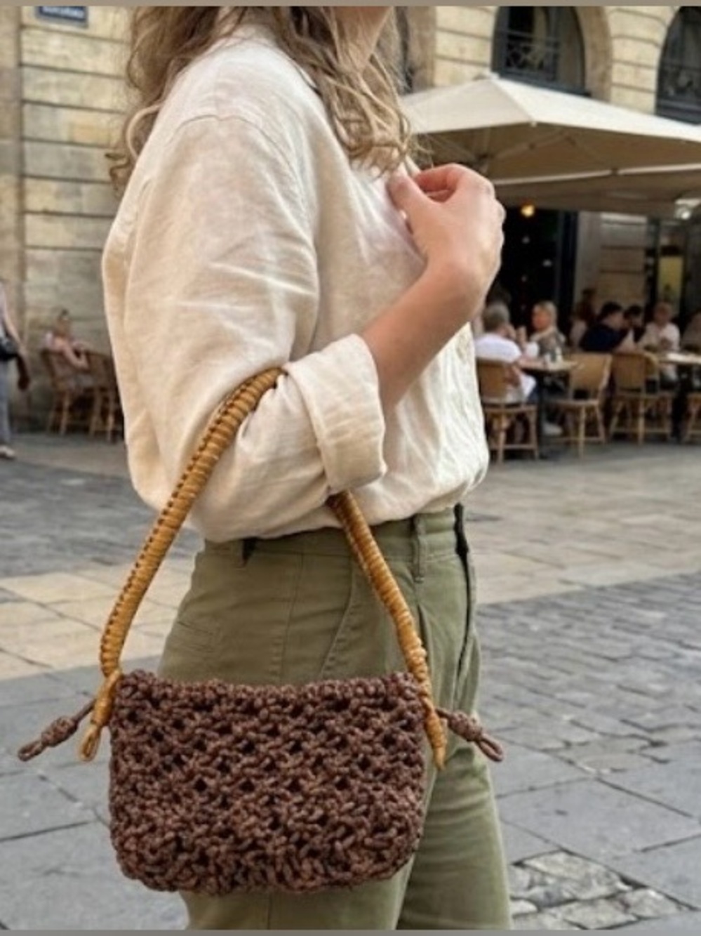 NEW, ZARA Woven Brown Crochet Shoulder Bag Beach Resort Vacation